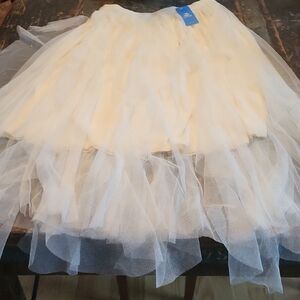 Cupshe Cream Layered Tulle Skirt